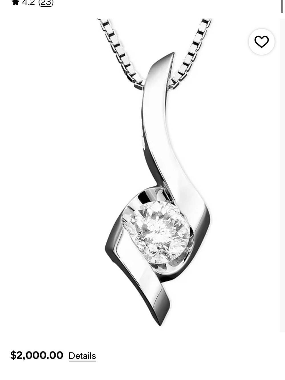 Macy’s Fine Jewelry 1/4ct Diamond White Gold Sirena Necklace